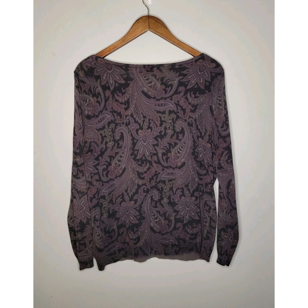 American Living Women's XL Sweater Shirt Top Blouse Brown Purple Black Cardigan‎ - Picture 8 of 11